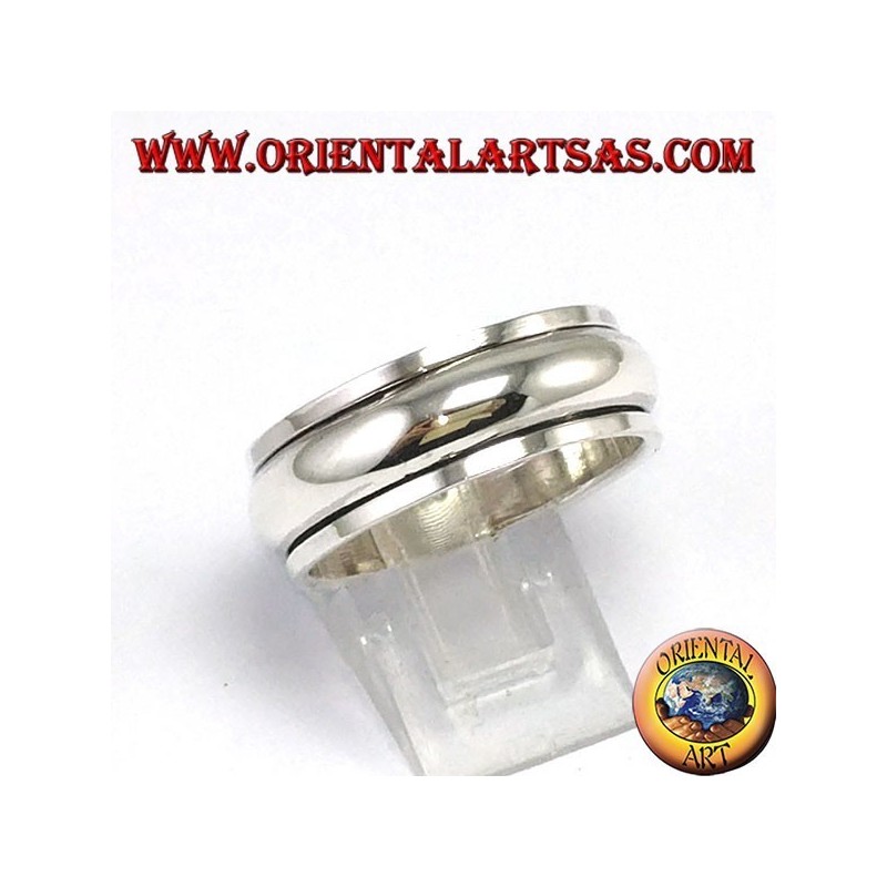 Anti-stress swivel silver ring , rounded