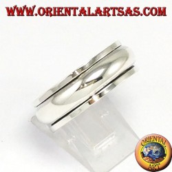 Anti-stress swivel silver ring , rounded