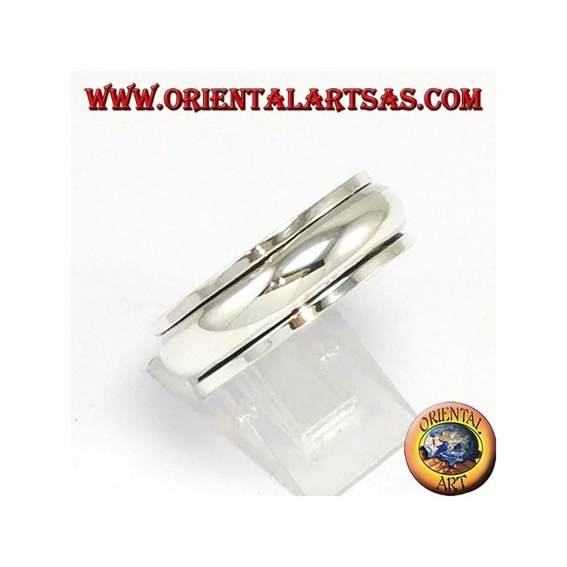 Anillo plateado giratorio antiestrés, redondeado