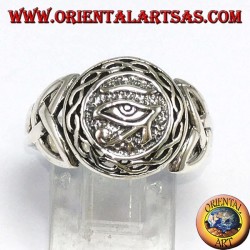 Silver ring, Horus eye with Tyrone knot