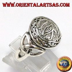 Silver ring, Horus eye with Tyrone knot