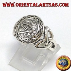 Silver ring, Horus eye with Tyrone knot