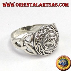 Bague en argent, œil Horus avec noeud Tyrone
