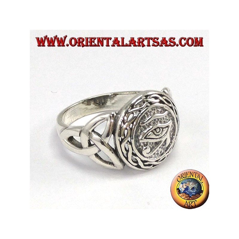 Bague en argent, œil Horus avec noeud Tyrone