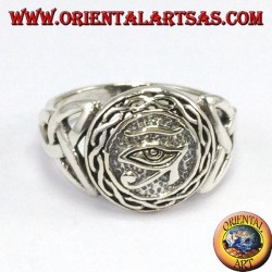 Silver ring, Horus eye with Tyrone knot