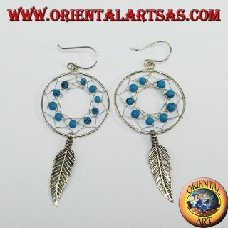 Orecchini in argento acchiappasogni da mm.25 con turchesi