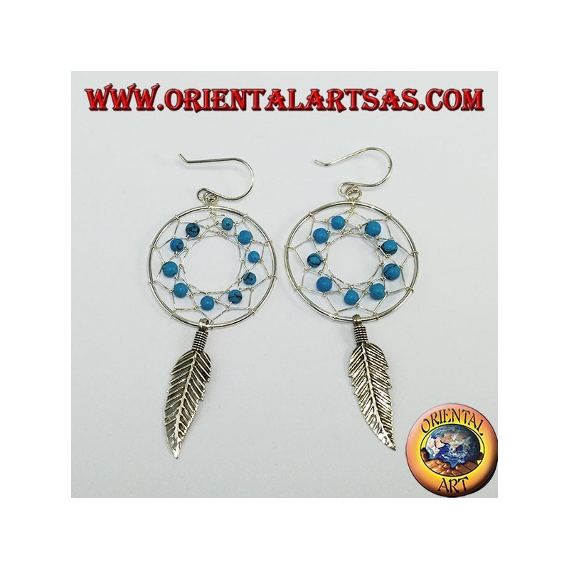 Silver earrings, dream catcher  from mm.25 with turquoise