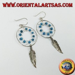 Boucles d'oreilles en argent, capteur de rêves de mm.25 avec turquoise