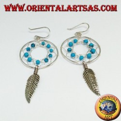 Silver earrings, dream catcher  from mm.25 with turquoise