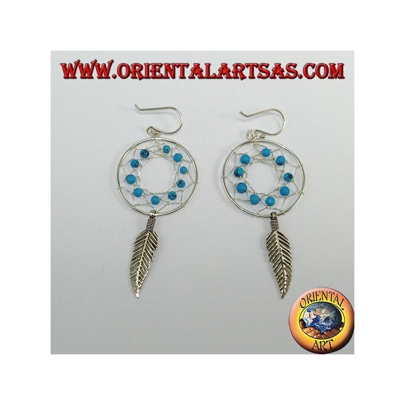 Silver earrings, dream catcher  from mm.25 with turquoise