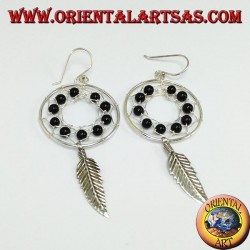 Pendientes de plata, atrapasueños de mm.25 con bolas de ónix