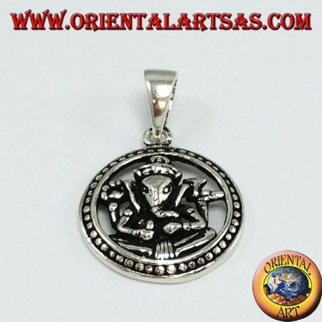 Ciondolo in argento Ganesha nella ruota  del karma