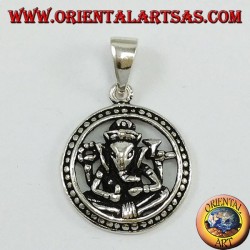 Pendentif en argent, Ganesha dans la roue du karma