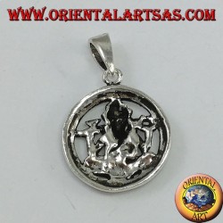 Silver pendant, Ganesha in the wheel of karma