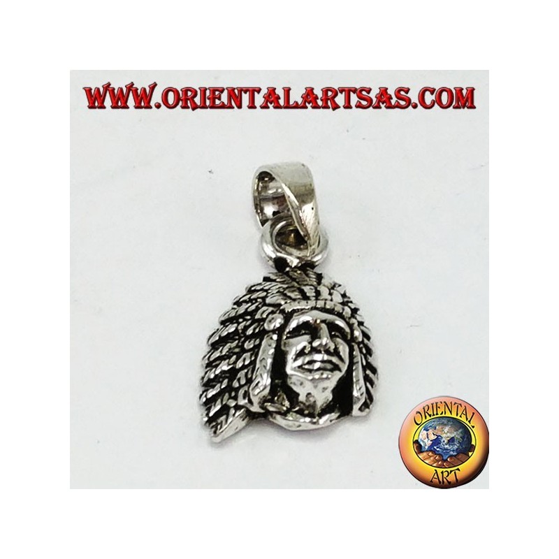 Silver Pendant, Native Indian Head (Small)