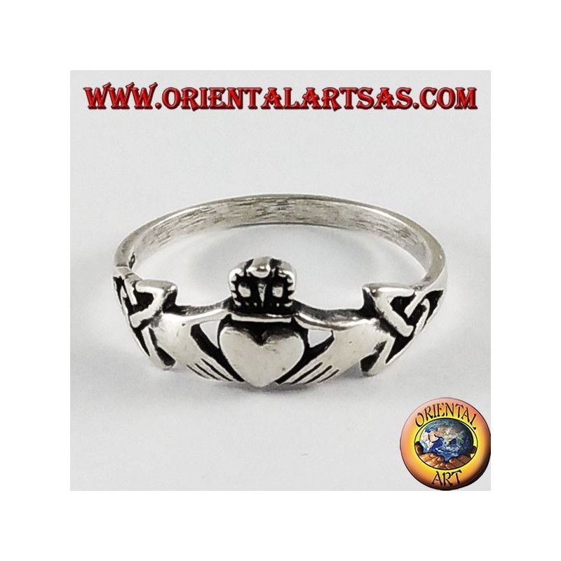 Silberring Claddagh keltisches Symbol mit Tyrone-Knoten