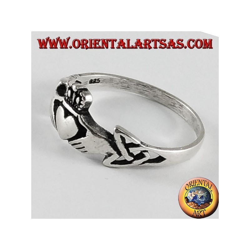 Silberring Claddagh keltisches Symbol mit Tyrone-Knoten