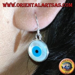 Pendiente de plata con ojo griego de dos lados