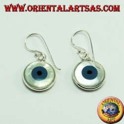 Pendiente de plata con ojo griego de dos lados