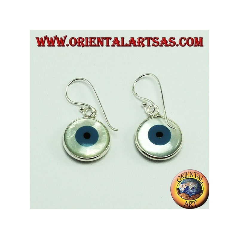 Boucle d'oreille en argent avec oeil grec à deux faces