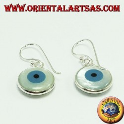 Silver earring with two-sided Greek eye