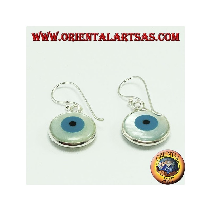 Boucle d'oreille en argent avec oeil grec à deux faces