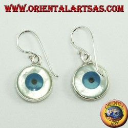 Pendiente de plata con ojo griego de dos lados