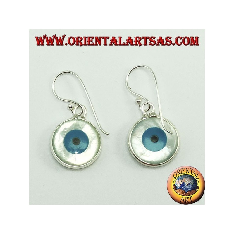 Pendiente de plata con ojo griego de dos lados