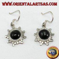 Orecchini d'argento con Black star tonda