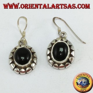 Silberohrringe mit ovalem Onyx