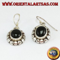 Boucles d'oreilles en argent avec onyx ovale