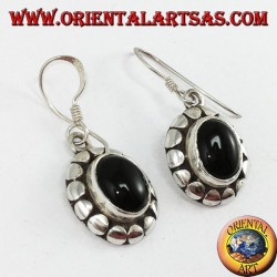 Silberohrringe mit ovalem Onyx