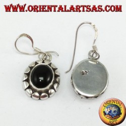Boucles d'oreilles en argent avec onyx ovale
