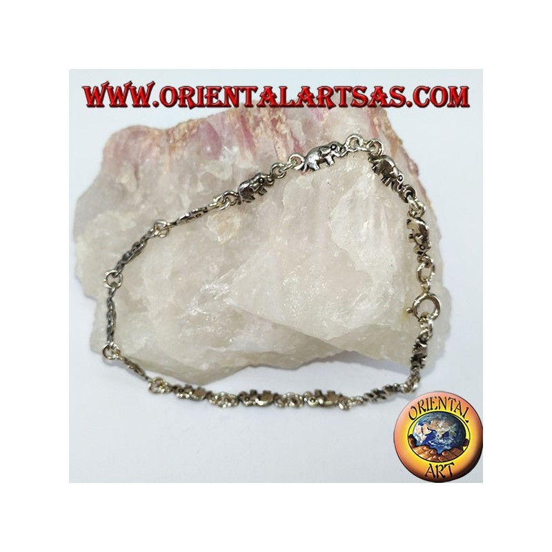 Silberarmband mit 13 Elefanten