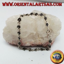 Bracelet en argent avec 20 fleurs à double face