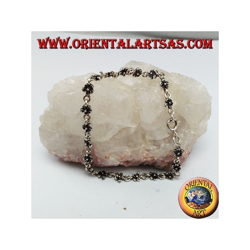 Bracciale in argento con 20 fiori bifaccial