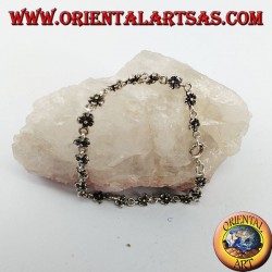 Pulsera de plata con 20 flores de doble cara