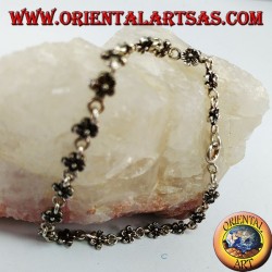 Pulsera de plata con 20 flores de doble cara