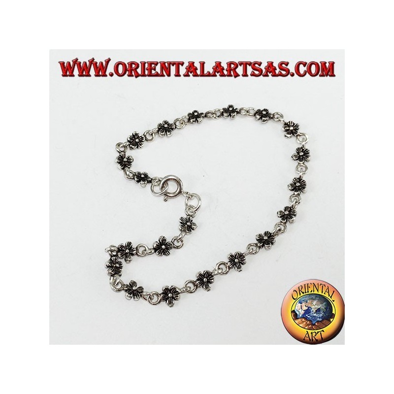 Pulsera de plata con 20 flores de doble cara