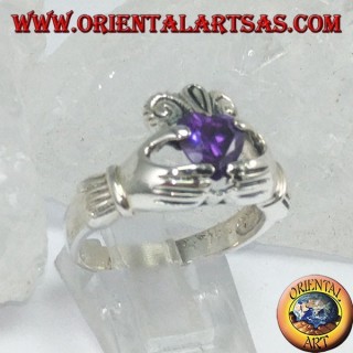 Anillo Claddagh con circonita: amatista