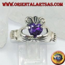 Anello Claddagh con zircone ametista