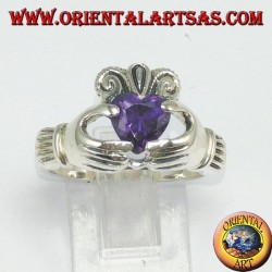 Bague Claddagh avec zircone améthyste