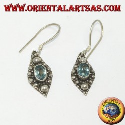 Silver earrings with natural blue Topaz
