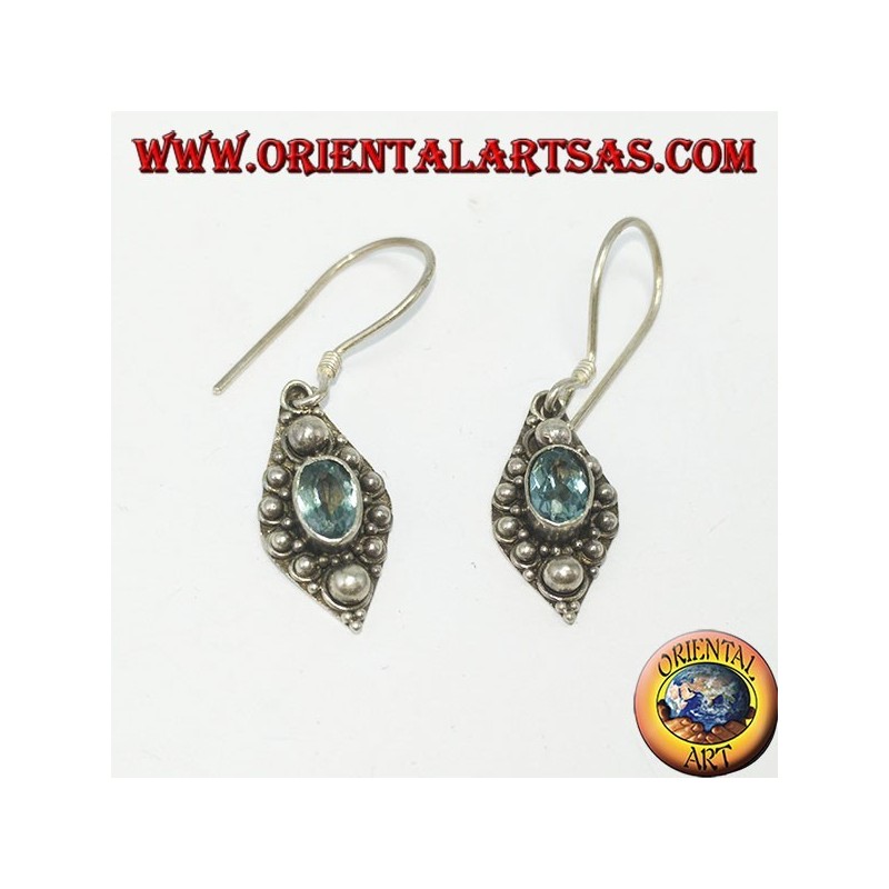Silver earrings with natural blue Topaz