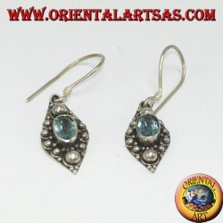 Silver earrings with natural blue Topaz