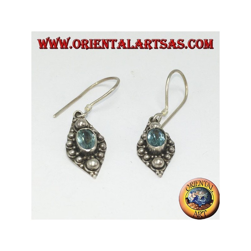 Pendientes de plata con topacio azul natural
