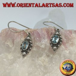 Pendientes de plata con topacio azul natural