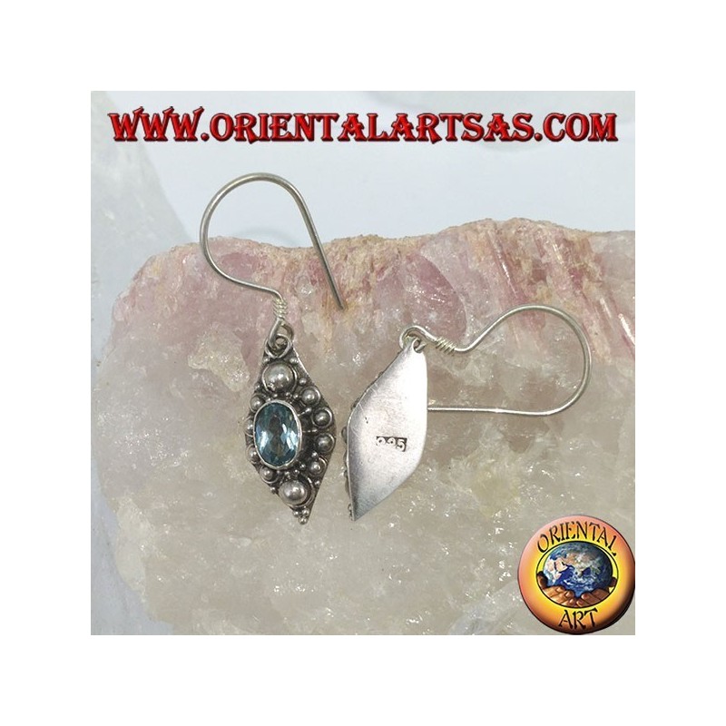Boucles d'oreilles en argent avec topaze bleue naturelle