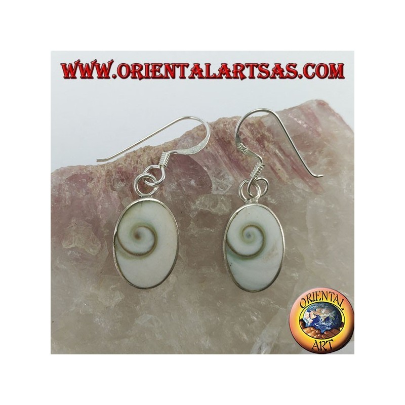 Silver earrings, eye of Saint Lucy oval
