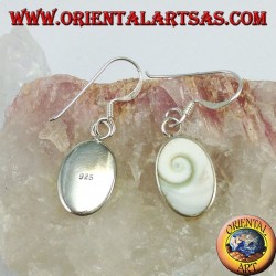 Boucles d'oreilles argent, oeil de Sainte Lucie ovale
